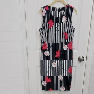 Tommy Hilfiger Navy Blue and White Floral Sheath Dress